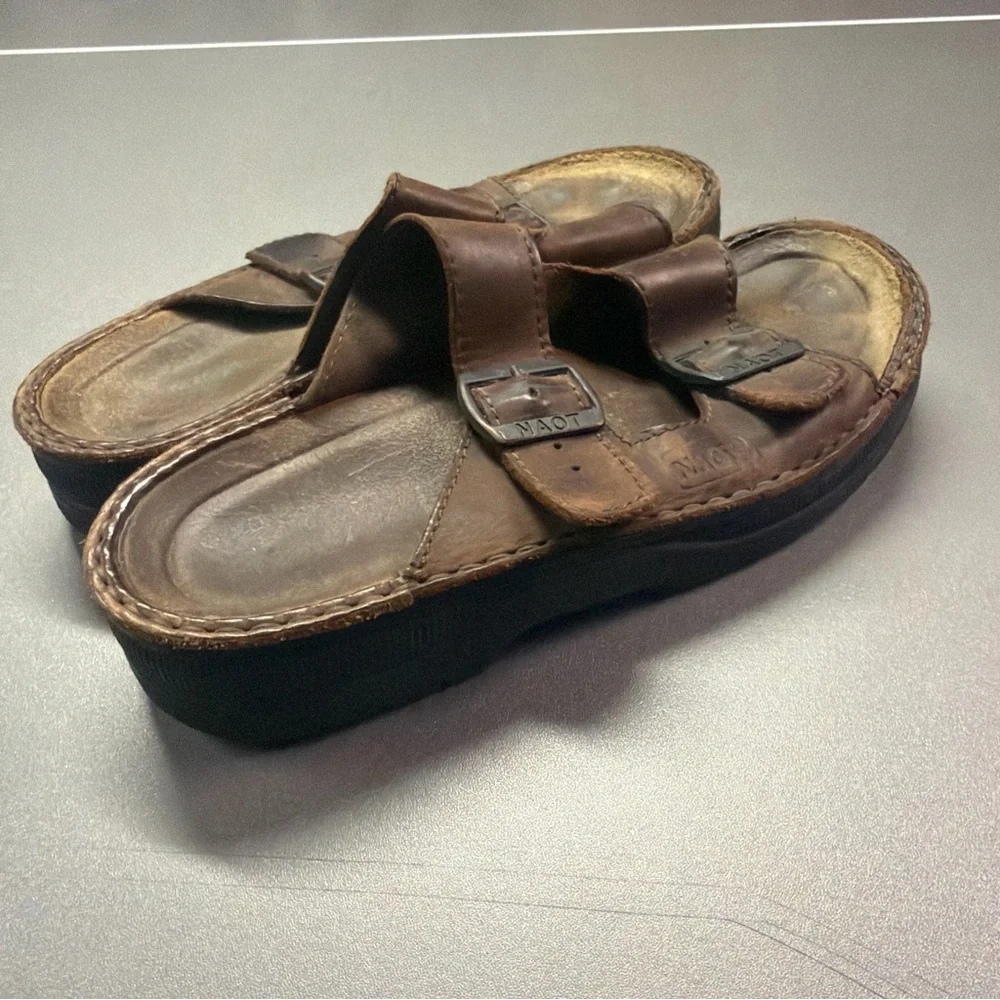 Naot Men’s Mikael Slide Sandals Crazy Horse Leather Size‎ 39 US 6-6.5 Comfort